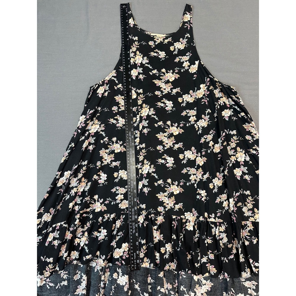 Ciel USA Womens Black Floral Halter Neck Trapeze Dress Ruffle Hem Large - Picture 6 of 6